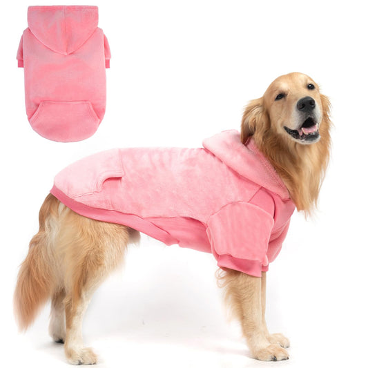 EXPAWLORER Flannel Basic Dog Hoodie - Warm Soft Dog Sweater with Leash Hole and Pocket Dog Cold Weather Clothes Dog Winter Coat Fall Sweatshirt for Large Dogs Boys Girls Purple XL