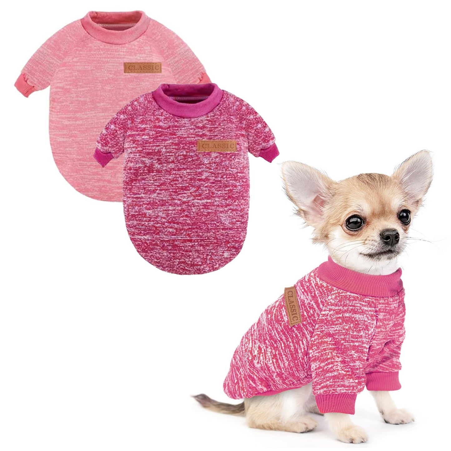 2 Pieces Dog Sweater Dog Sweaters for Medium Dogs Girl Dogs Fall Winter Dog Clothes Dog Clothes for Small Dogs Warm Thick Outfit Pet Small Dog Sweater for Boy Girl Dogs Teacup Yorkie Chihuahua（M）