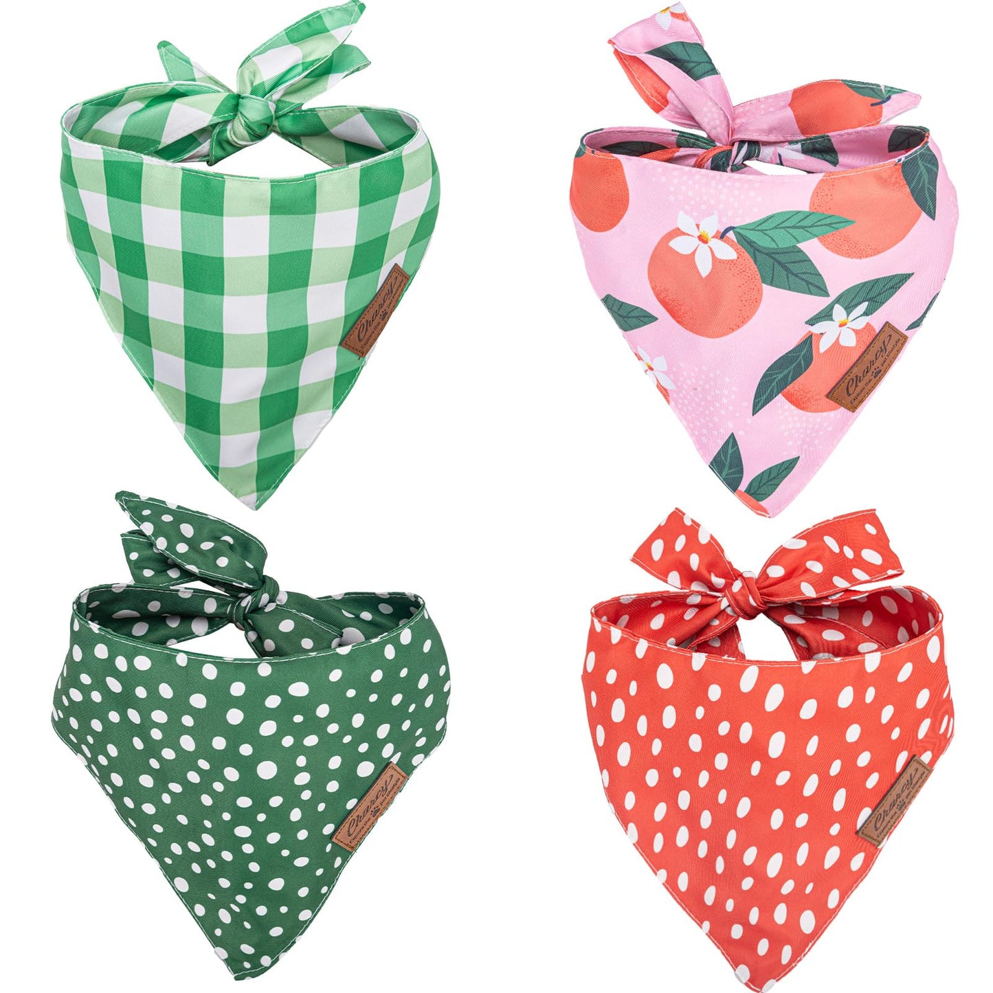 Charcy Dog Bandanas 4 Pack Fall Dog Bandana Boy Girl for Holiday Birthday Adjustable Durable Dog Scarf Unique Design - Pastoral Style L