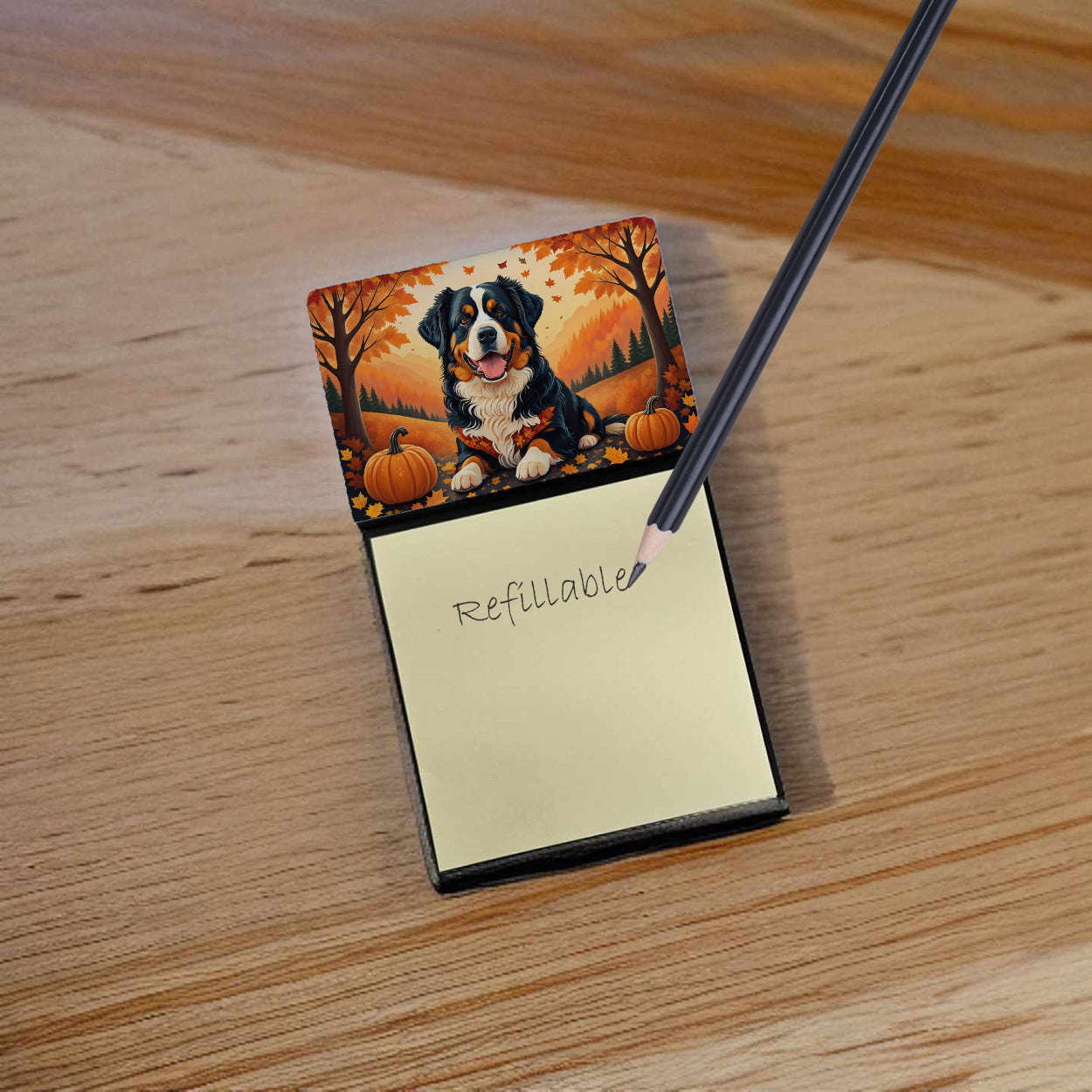 Bernese Mountain Dog Fall Sticky Note Holder