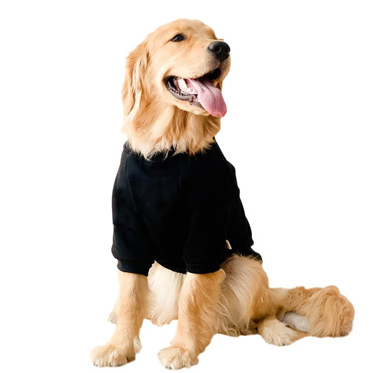 ANIAC Fall Dog Sweater for Large Dog Girl BoyBig Dog Shirt with SleevesBasic Dog Hoodies Warm Dog Clothes for Large Breeds 55-66 LB (6XL Black)…