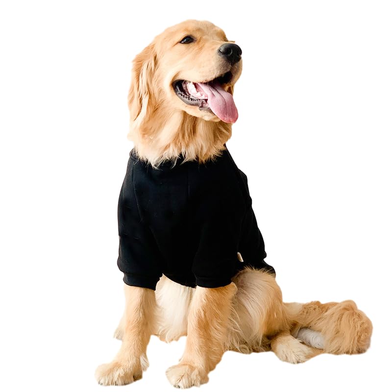 ANIAC Fall Dog Sweater for Large Dog Girl BoyBig Dog Shirt with SleevesBasic Dog Hoodies Warm Dog Clothes for Large Breeds 55-66 LB (6XL Black)…