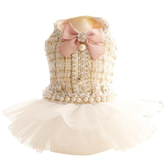 AZA Dog Princess Dresses for Small Dogs Lolita Clothes Lace Tweed Costume Pet Girl Cute Coat Outfits Fall Costumes (XLWhite)