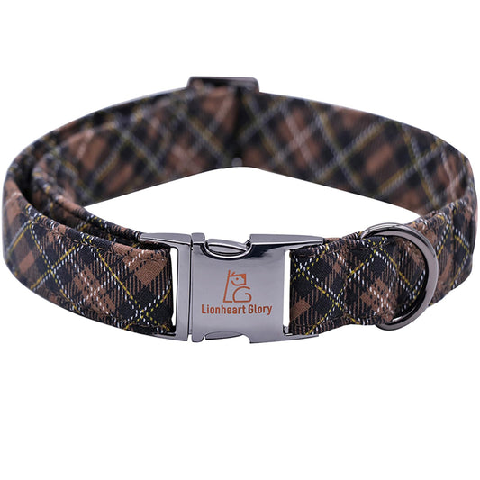 Lionheart glory Premium Plaid Dog Collars Fall Dog Collar Heavy Durable Comfortable Adjustable Dog Collar for Medium Collar Dogs Boys Dog Collar Cute Collars Pet Gift