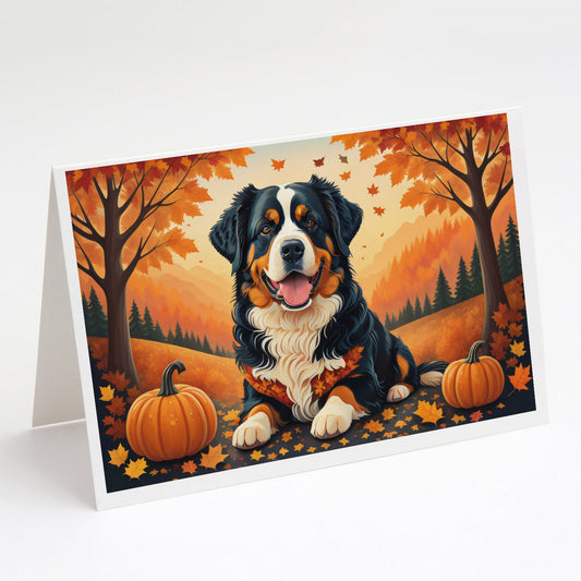 Bernese Mountain Dog Fall Greeting Cards Pack of 8